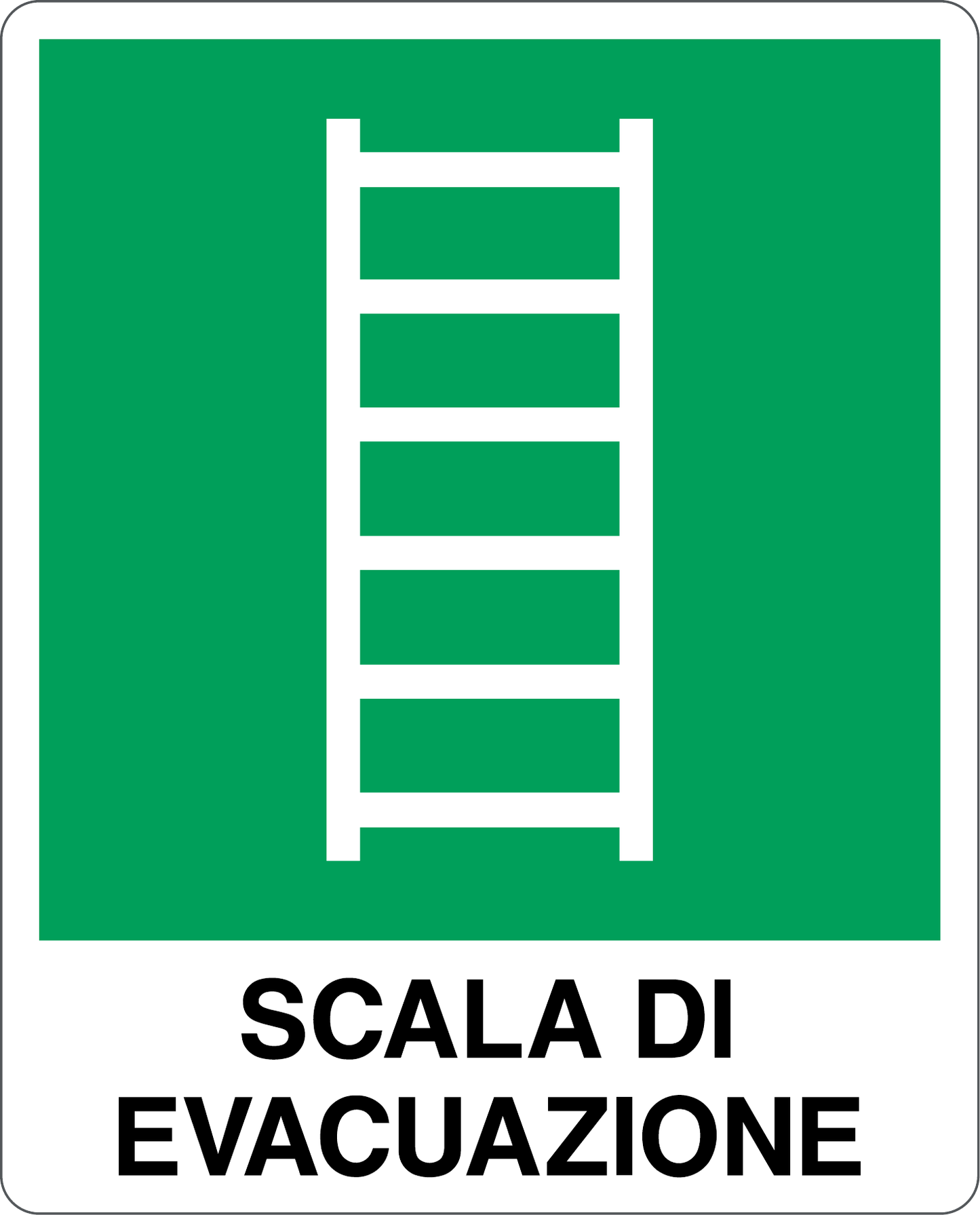 GLOBAL CARTELLO SEGNALETICO - SCALA DI EVACUAZIONE - Adesivo Resistente, Pannello in Forex, Pannello In Alluminio