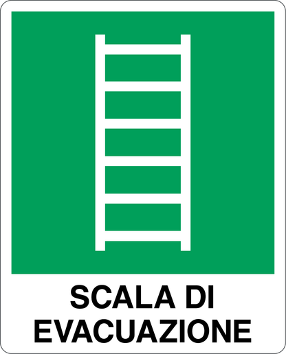 GLOBAL CARTELLO SEGNALETICO - SCALA DI EVACUAZIONE - Adesivo Resistente, Pannello in Forex, Pannello In Alluminio