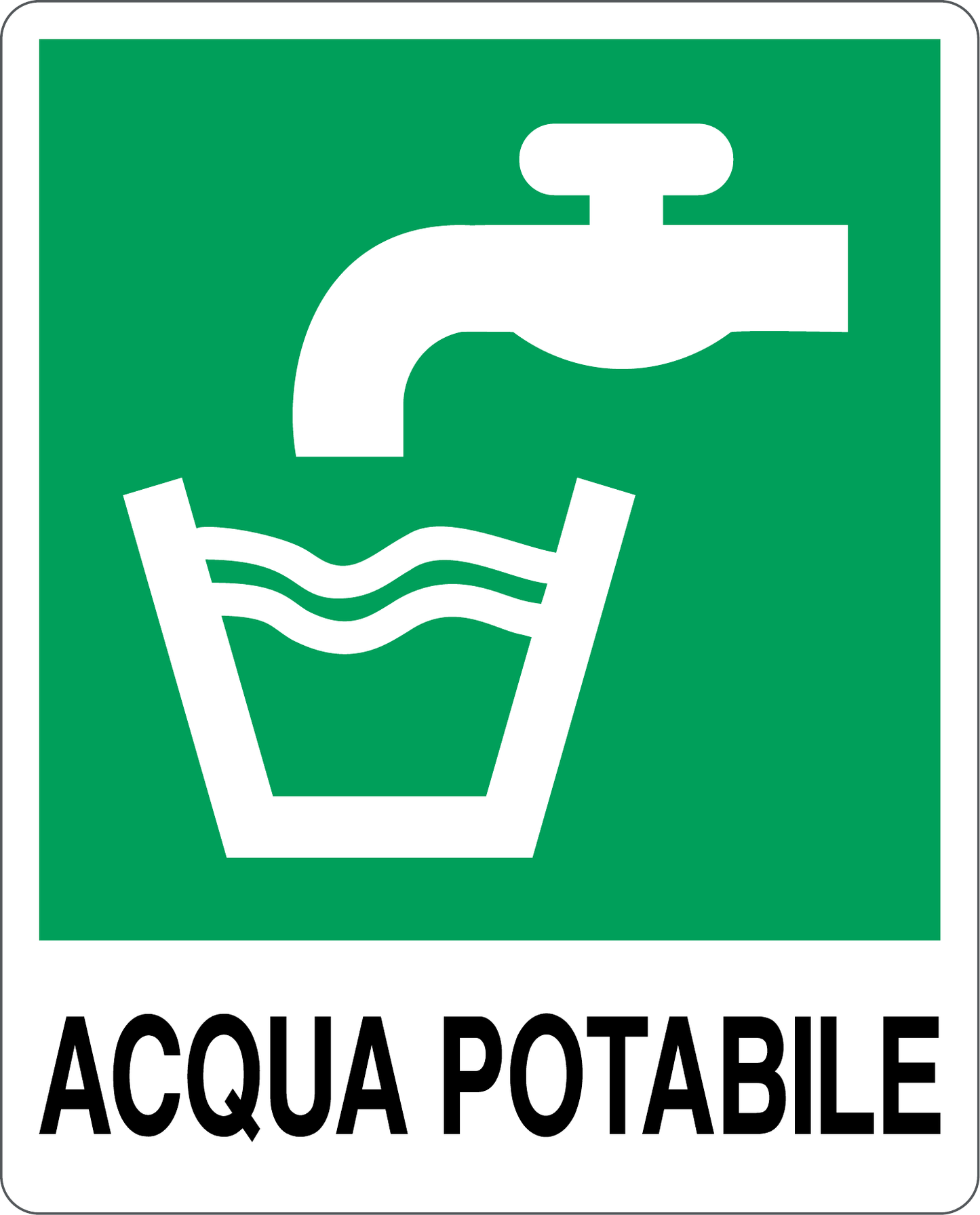 GLOBAL CARTELLO SEGNALETICO - ACQUA POTABILE - Adesivo Resistente, Pannello in Forex, Pannello In Alluminio