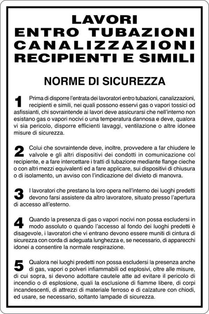 GLOBAL CARTELLO SEGNALETICO - TUBAZIONI E CANALIZZAZIONI - NORME DI SICUREZZA - Adesivo Resistente, Pannello in Forex, Pannello In Alluminio