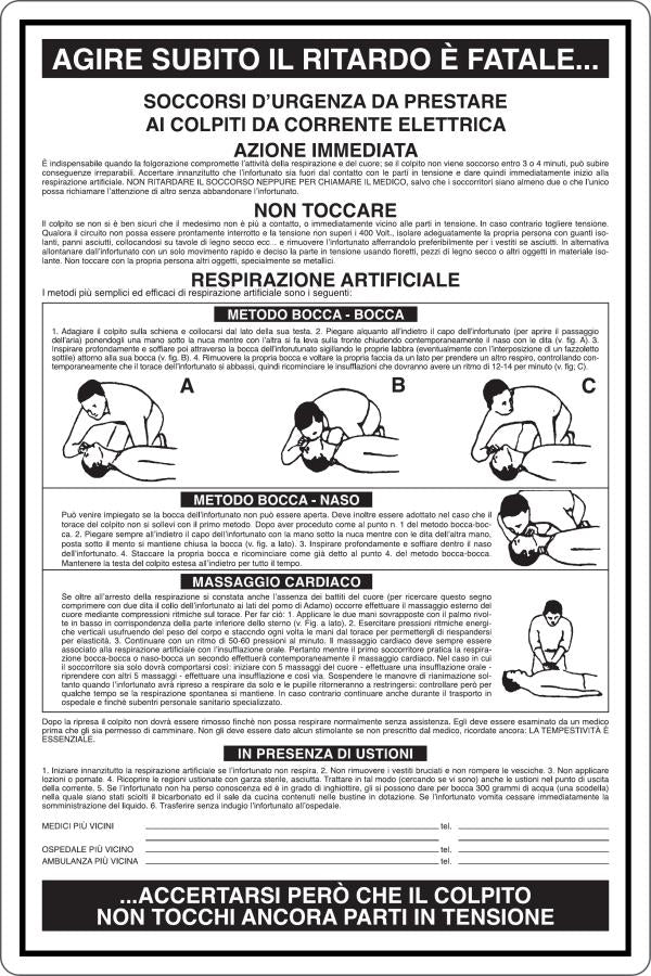 GLOBAL CARTELLO SEGNALETICO - SOCCORSI D'URGENZA DA PRESTARE A COLPITI - Adesivo Resistente, Pannello in Forex, Pannello In Alluminio