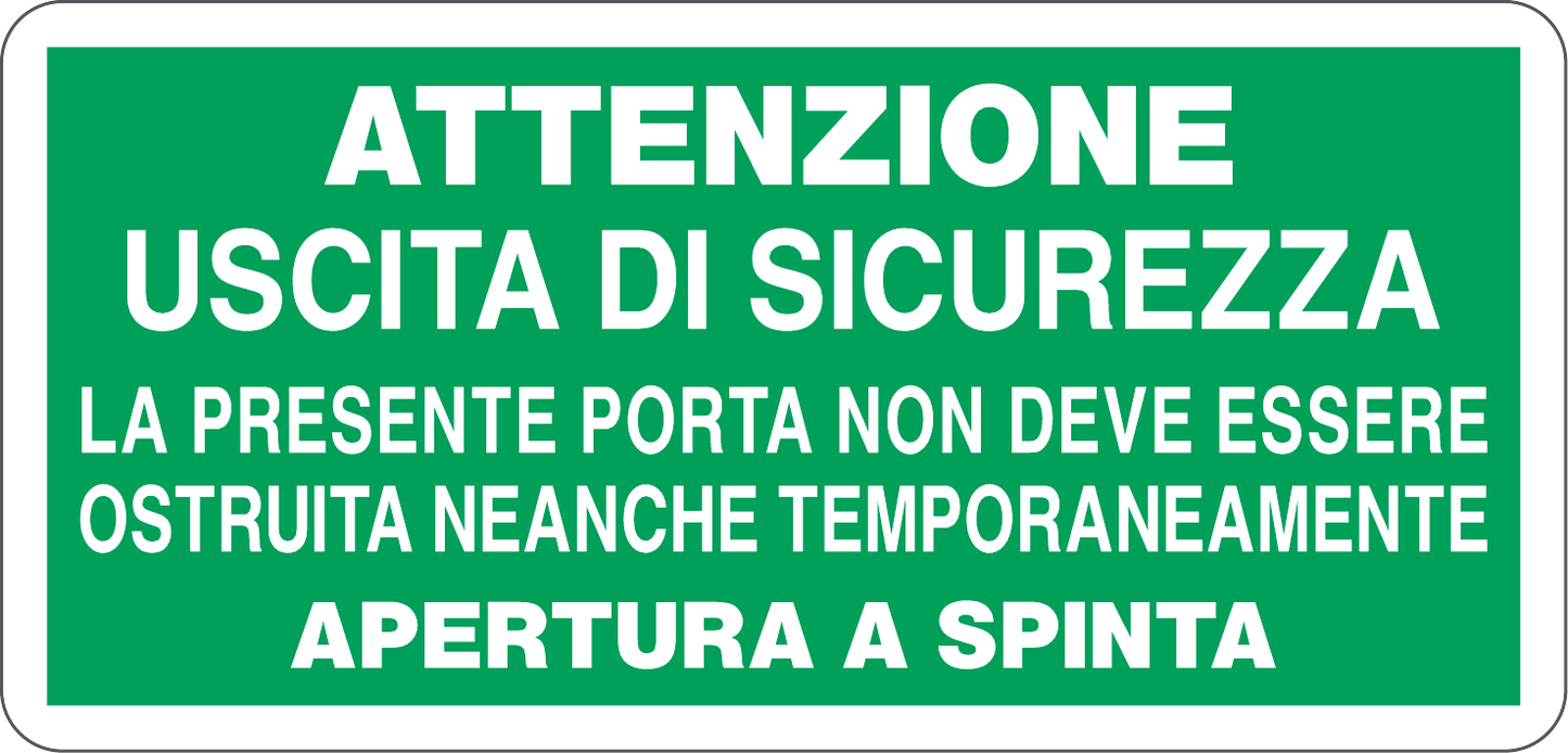 ATTENZIONE USCITA DI SICUREZZA LA PRESENTE - CARTELLO SEGNALETICO UNI ISO 7010 in Adesivo, Pannello in Forex, Pannello In Alluminio