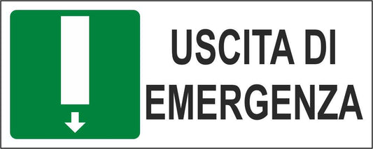 USCITA DI EMERGENZA - CARTELLO SEGNALETICO UNI ISO 7010 in Adesivo Resistente, Pannello in Forex, Pannello In Alluminio