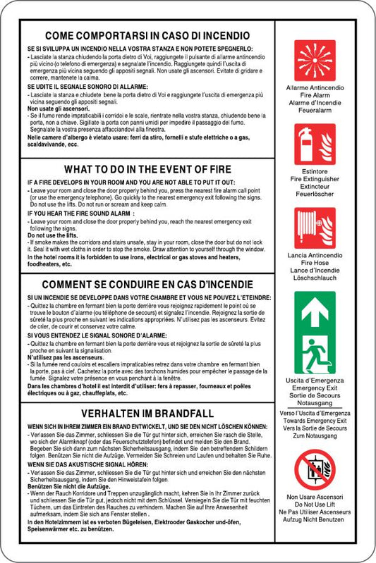 GLOBAL CARTELLO SEGNALETICO - NORME PREVENZIONE INCENDIO - Adesivo Resistente, Pannello in Forex, Pannello In Alluminio