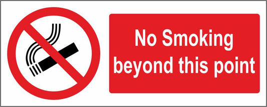 No Smoking Beyond This Point - CARTELLO SEGNALETICO UNI ISO 7010 in Adesivo Resistente, Pannello in Forex, Pannello In Alluminio