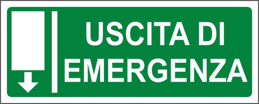 USCITA DI EMERGENZA mod 2 - CARTELLO SEGNALETICO UNI ISO 7010 in Adesivo Resistente, Pannello in Forex, Pannello In Alluminio