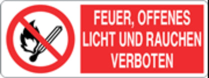 FEUER, OFFENES LICHT UND RAUCHEN VERBOTEN - CARTELLO SEGNALETICO UNI ISO 7010 in Adesivo, Pannello in Forex, Pannello In Alluminio