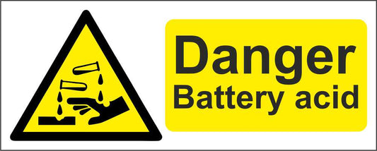 DANGER BATTERY HAZARD - CARTELLO SEGNALETICO UNI ISO 7010 in Adesivo Resistente, Pannello in Forex, Pannello In Alluminio