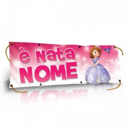 GLOBAL STRISCIONE FONDALE NASCITA - BAMBINA CON PRINCIPESSA - IN CARTA O IN BANNER PVC ANCHE DA ESTERNO GARANZIA 5 ANNI