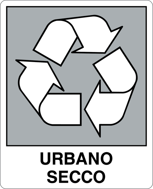 GLOBAL CARTELLO SEGNALETICO - URBANO SECCO - RACCOLTA DIFFERENZIATA - Adesivo Resistente, Pannello in Forex, Pannello In Alluminio