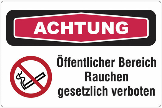 GLOBAL CARTELLO SEGNALETICO - ACHTUNG Nichtraucherschutz -  Adesivo Extra Resistente, Pannello in Forex, Pannello In Alluminio