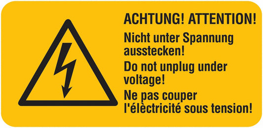 GLOBAL CARTELLO SEGNALETICO UNI - ACHTUNG! ATTENTION! - Adesivo Extra Resistente, Pannello in Forex, Pannello In Alluminio