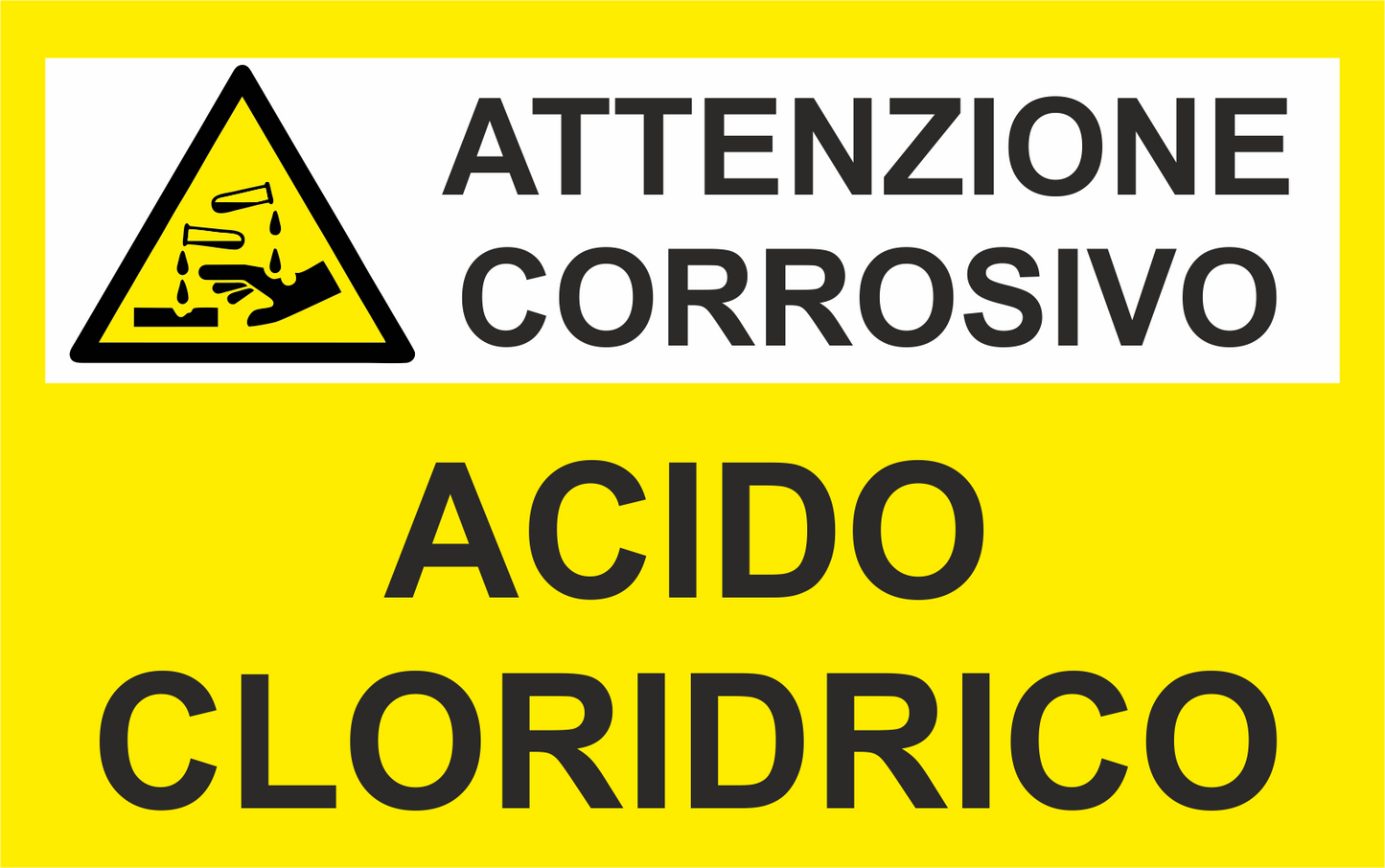 GLOBAL CARTELLO SEGNALETICO - ACIDO CLORIDRICO - Adesivo Extra Resistente, Pannello in Forex, Pannello In Alluminio