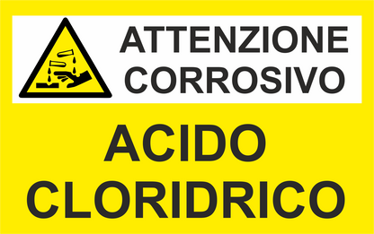 ACIDO CLORIDRICO - CARTELLO SEGNALETICO ISO 7010 in Adesivo Resistente, Pannello in Forex, Pannello In Alluminio o in Plexiglas