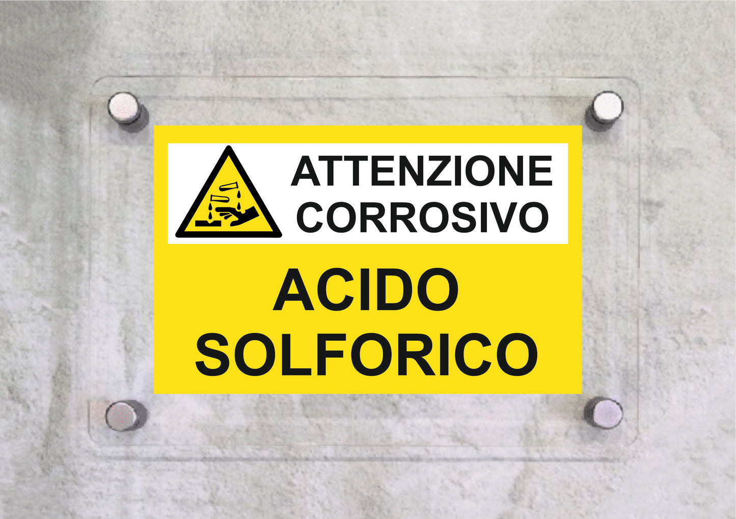 ACIDO SOLFORICO - CARTELLO SEGNALETICO ISO 7010 in Adesivo Resistente, Pannello in Forex, Pannello In Alluminio o in Plexiglas