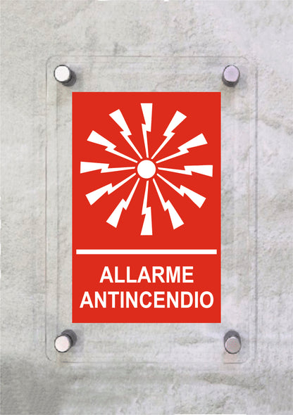 Allarme antincendio - CARTELLO SEGNALETICO ISO 7010 in Adesivo Resistente, Pannello in Forex, Pannello In Alluminio o in Plexiglas