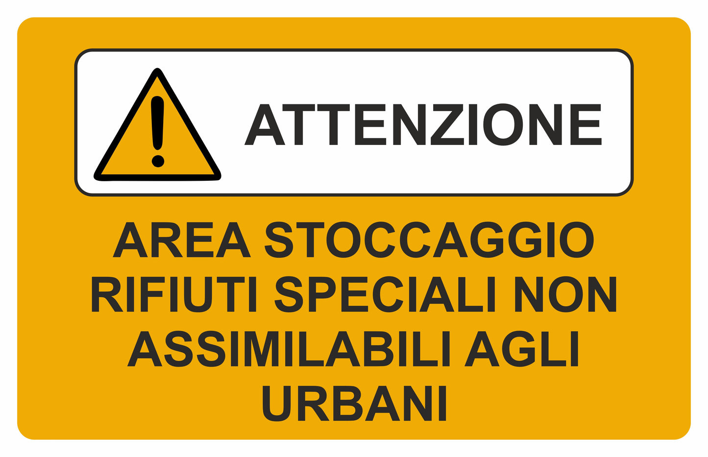 GLOBAL CARTELLO SEGNALETICO - AREA STOCCAGGIO RIFIUTI SPECIALI NON ACCUMULABILI - Adesivo Extra Resistente, Pannello in Forex, Pannello In Alluminio