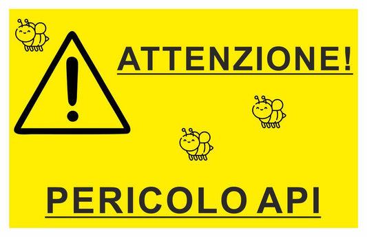 GLOBAL CARTELLO SEGNALETICO - ATTENZIONE API - Adesivo Extra Resistente, Pannello in Forex, Pannello In Alluminio