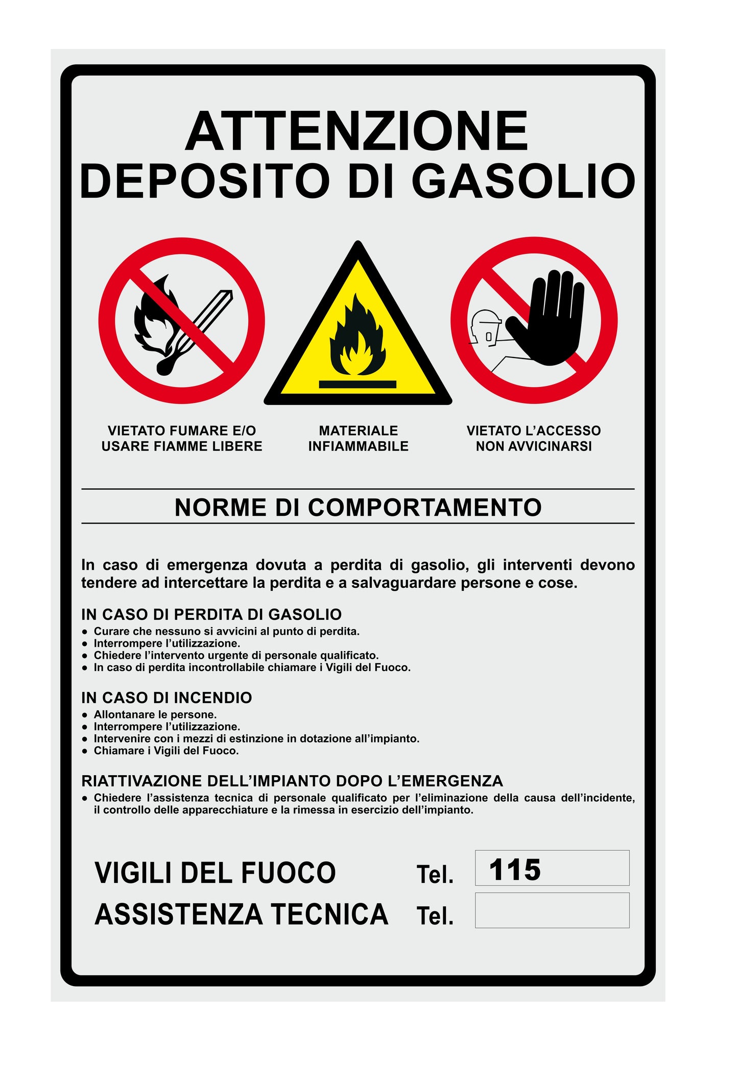 GLOBAL CARTELLO SEGNALETICO - ATTENZIONE DEPOSITO GASOLIO- Adesivo Extra Resistente, Pannello in Forex, Pannello In Alluminio