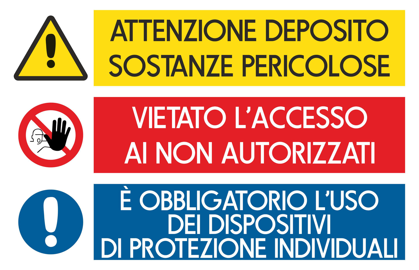 GLOBAL CARTELLO SEGNALETICO - ATTENZIONE DEPOSITO SOSTANZE PERICOLOSE - Adesivo Extra Resistente, Pannello in Forex, Pannello In Alluminio