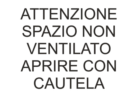 GLOBAL CARTELLO SEGNALETICO - ATTENZIONE SPAZIO NON VENTILATO APRIRE CON CAUTELA  - Adesivo Extra Resistente, Pannello in Forex, Pannello In Alluminio