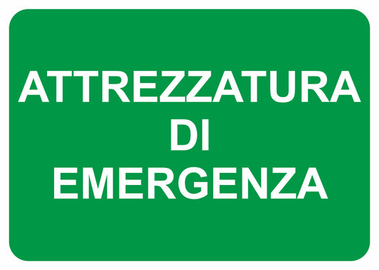 GLOBAL CARTELLO SEGNALETICO - ATTREZZATURA DI EMERGENZA - Adesivo Extra Resistente, Pannello in Forex, Pannello In Alluminio