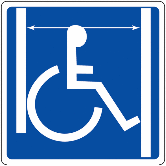 GLOBAL CARTELLO SEGNALETICO QUADRATO - Accesso disabili con passaggio porta largo - Adesivo Extra Resistente, Pannello in Forex, Pannello In Alluminio