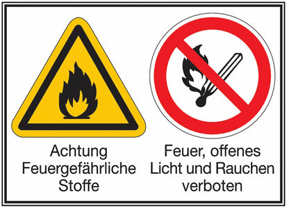 GLOBAL CARTELLO SEGNALETICO - Achtung Feuergefährliche Stoffe Feuer, offenes Licht und...– Mehr -  Adesivo Extra Resistente, Pannello in Forex, Pannello In Alluminio