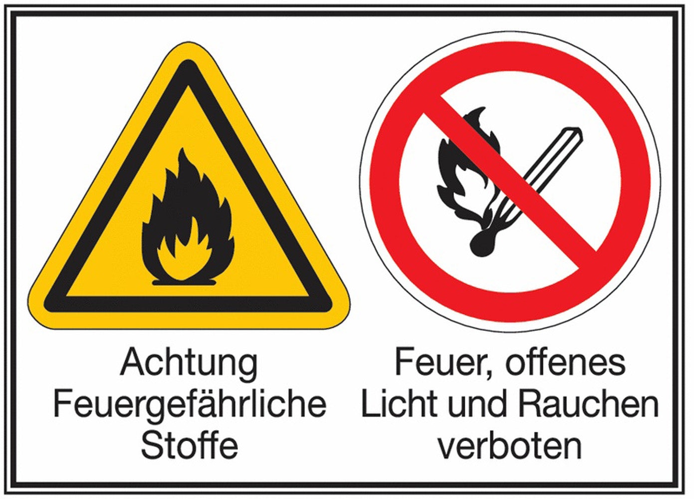 GLOBAL CARTELLO SEGNALETICO - Achtung Feuergefährliche Stoffe Feuer, offenes Licht und...– Mehr -  Adesivo Extra Resistente, Pannello in Forex, Pannello In Alluminio