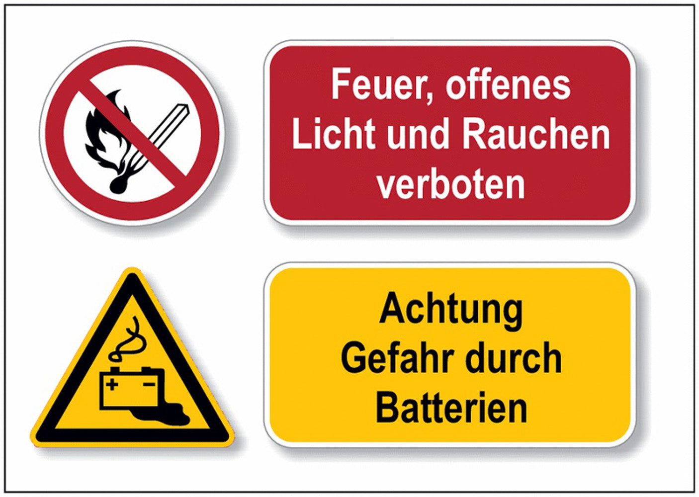 GLOBAL CARTELLO SEGNALETICO - Achtung Gefahr durch Batterien Feuer, offenes Licht und... -  Adesivo Extra Resistente, Pannello in Forex, Pannello In Alluminio