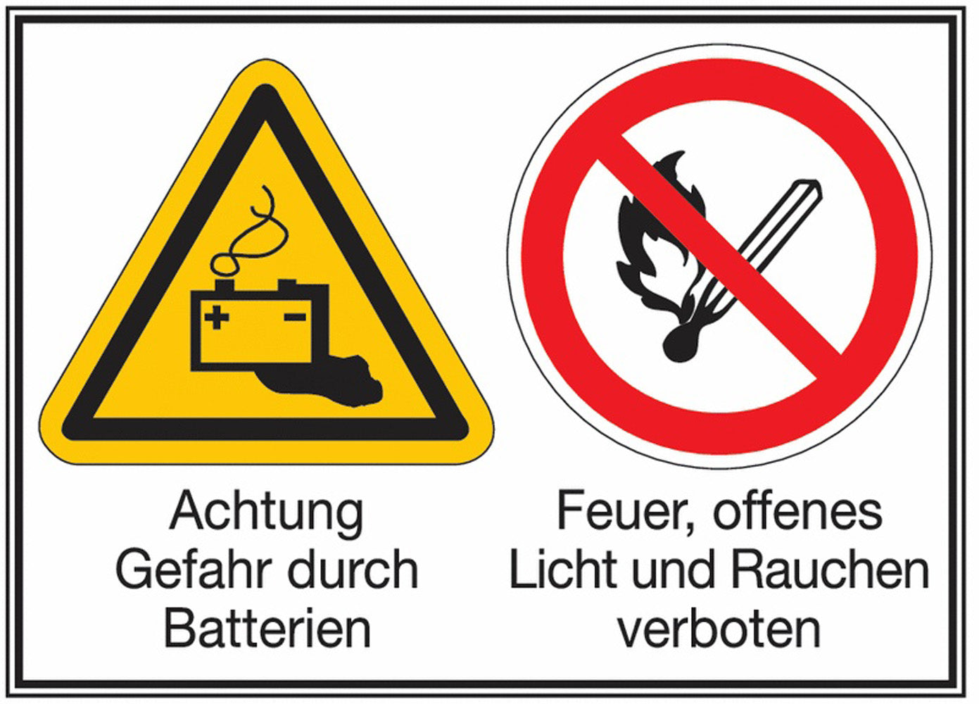 GLOBAL CARTELLO SEGNALETICO - Achtung Gefahr durch Batterien Feuer, offenes Licht und...– Mehr – Mehr-Symbolschilder -  Adesivo Extra Resistente, Pannello in Forex, Pannello In Alluminio