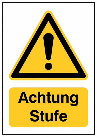 GLOBAL CARTELLO SEGNALETICO - Achtung Stufe -  Adesivo Extra Resistente, Pannello in Forex, Pannello In Alluminio