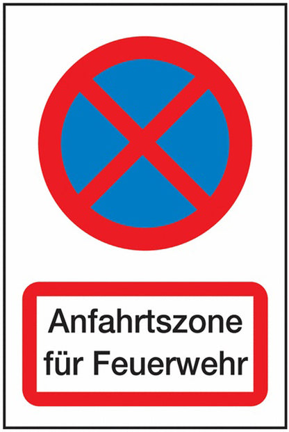 GLOBAL CARTELLO SEGNALETICO - Anfahrtszone für Feuerwehr -  Adesivo Extra Resistente, Pannello in Forex, Pannello In Alluminio