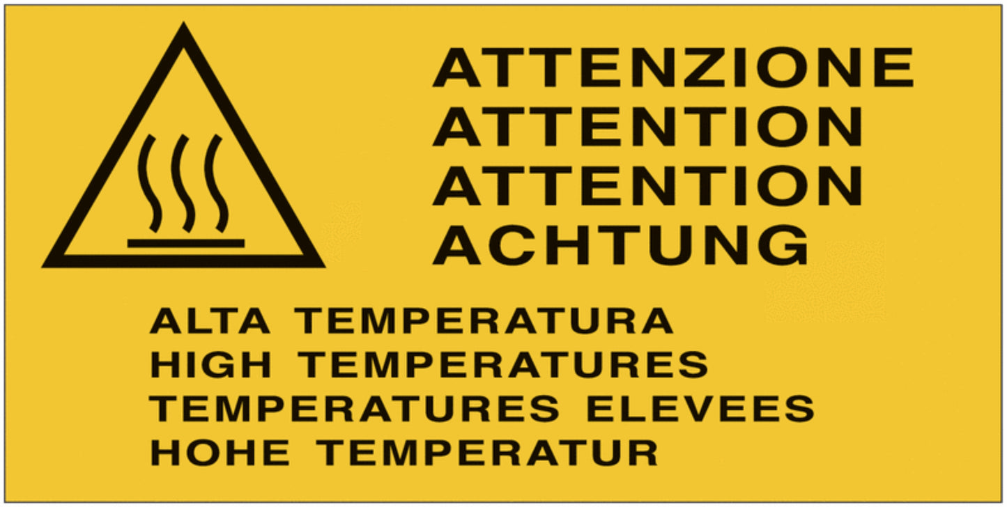 GLOBAL CARTELLO SEGNALETICO - Attenzione - Alta temperatura - Adesivo Extra Resistente, Pannello in Forex, Pannello In Alluminio