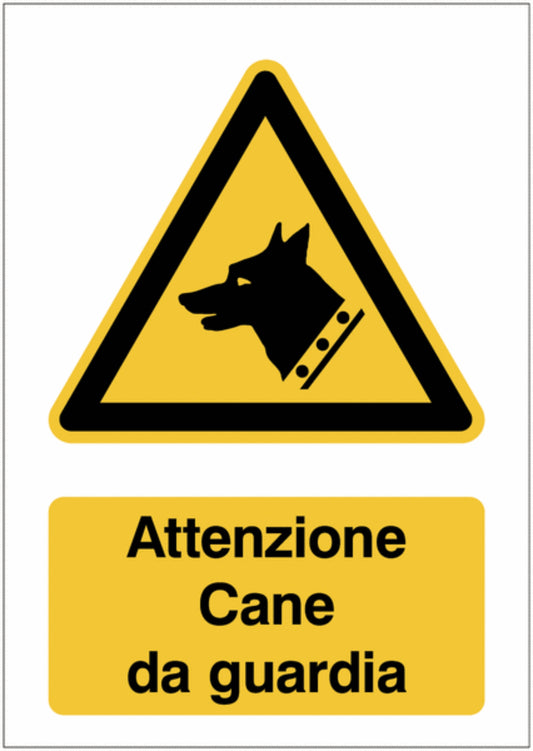 GLOBAL CARTELLO SEGNALETICO - Attenzione Cane da guardia - Adesivo Extra Resistente, Pannello in Forex, Pannello In Alluminio