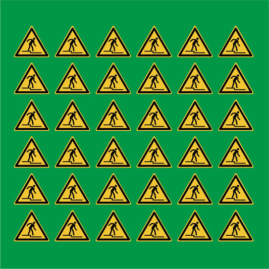 PACCO DA 6 KIT DI 6 ADESIVI TRIANGOLARI - Attenzione Gradino - Pittogramma ISO 7010 Con Stampa Diretta U.V.