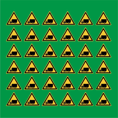 PACCO DA 6 KIT DI 6 ADESIVI TRIANGOLARI - Attenzione Uscita camion - Pittogramma ISO 7010 Con Stampa Diretta U.V.