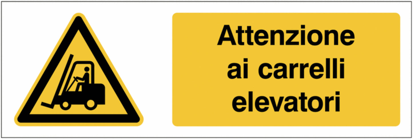 GLOBAL CARTELLO SEGNALETICO UNI - Attenzione ai carrelli elevatori  - Adesivo Extra Resistente, Pannello in Forex, Pannello In Alluminio