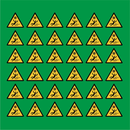 PACCO DA 6 KIT DI 6 ADESIVI TRIANGOLARI - Attenzione ghiaccio scivoloso - Pittogramma ISO 7010 Con Stampa Diretta U.V.