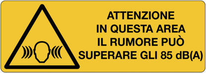 GLOBAL CARTELLO SEGNALETICO UNI - Attenzione in questa area il rumore può superare gli 85 dB(A) - Adesivo Extra Resistente, Pannello in Forex, Pannello In Alluminio