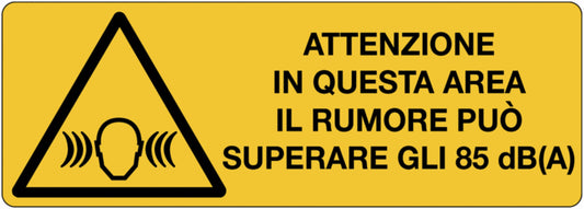 GLOBAL CARTELLO SEGNALETICO UNI - Attenzione in questa area il rumore può superare gli 85 dB(A) - Adesivo Extra Resistente, Pannello in Forex, Pannello In Alluminio