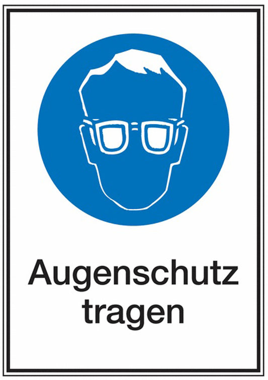 GLOBAL CARTELLO SEGNALETICO - Augenschutz tragen -  Adesivo Extra Resistente, Pannello in Forex, Pannello In Alluminio