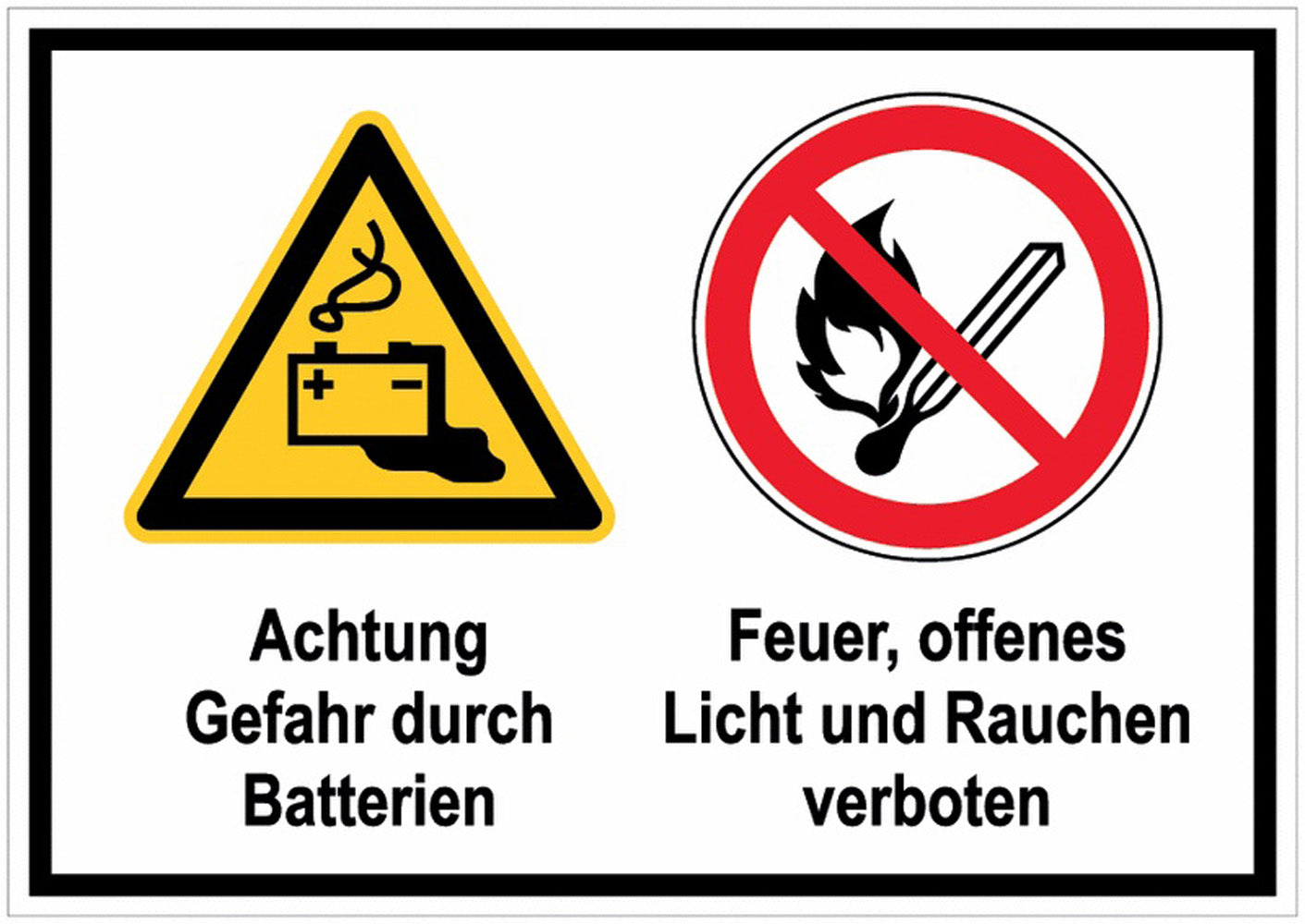 GLOBAL CARTELLO SEGNALETICO - Batterien Kein Feuer - Mehrsymbolschilder mit 2 Symbolen -  Adesivo Extra Resistente, Pannello in Forex, Pannello In Alluminio