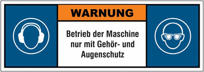 GLOBAL CARTELLO SEGNALETICO UNI - Betrieb nur mit Gehör- und Augenschutz - Adesivo Extra Resistente, Pannello in Forex, Pannello In Alluminio