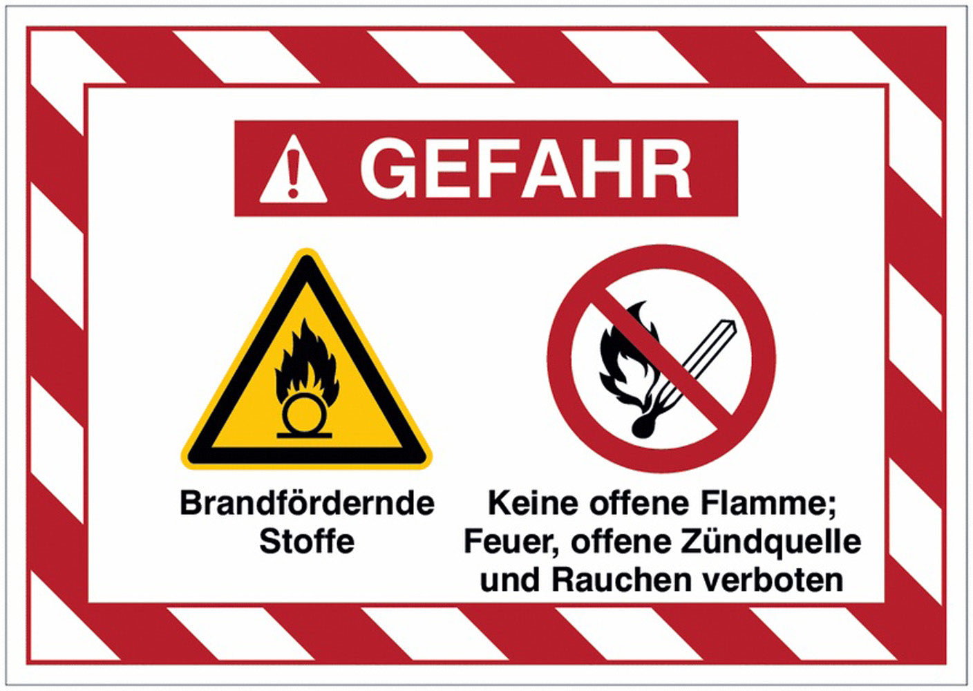 GLOBAL CARTELLO SEGNALETICO - Brandfördernde Stoffe  Keine offene Flamme, Feuer, offene Zündquellen und Rauchen verboten -  Adesivo Extra Resistente, Pannello in Forex, Pannello In Alluminio