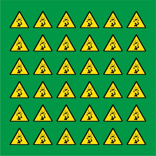 PACCO DA 6 KIT DI 6 ADESIVI TRIANGOLARI - CADUTA OGGETTI - Pittogramma ISO 7010 Con Stampa Diretta U.V.