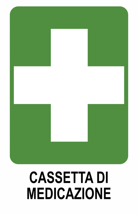 GLOBAL CARTELLO SEGNALETICO - CASSETTA DI MEDICAZIONE - Adesivo Extra Resistente, Pannello in Forex, Pannello In Alluminio