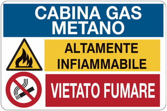 GLOBAL CARTELLO SEGNALETICO - Cabina gas metano - Adesivo Extra Resistente, Pannello in Forex, Pannello In Alluminio