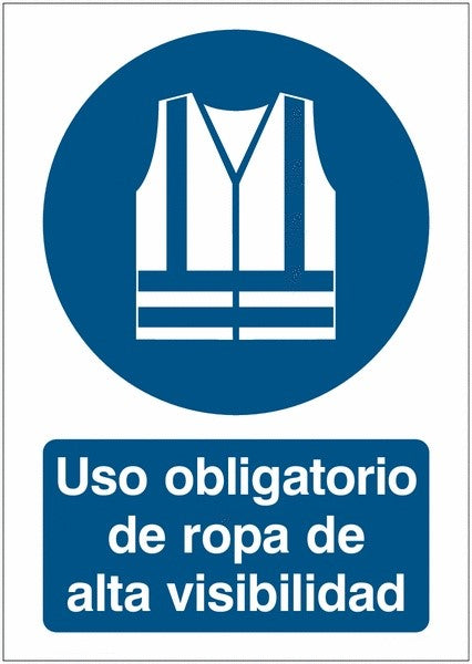 GLOBAL CARTELLO SEGNALETICO - Chaleco de seguridad de alta visibilidad obligatorio- Adesivo Extra Resistente, Pannello in Forex, Pannello In Alluminio