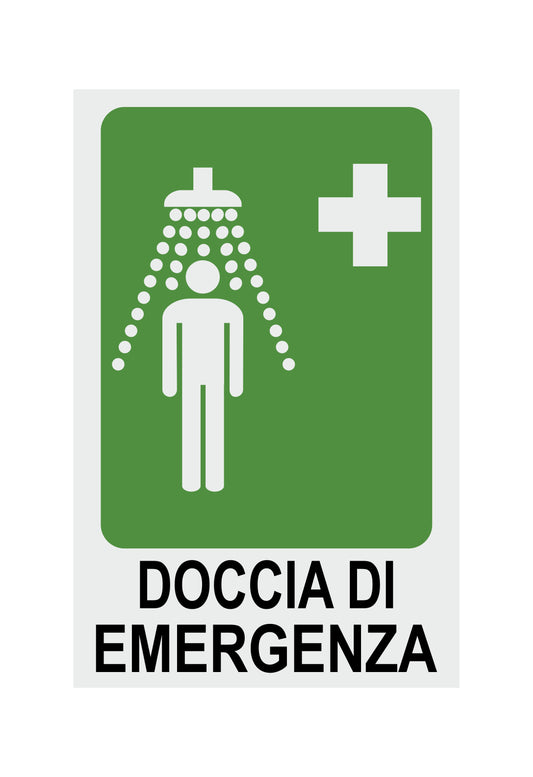 GLOBAL CARTELLO SEGNALETICO - DOCCIA DI EMERGENZA - Adesivo Extra Resistente, Pannello in Forex, Pannello In Alluminio